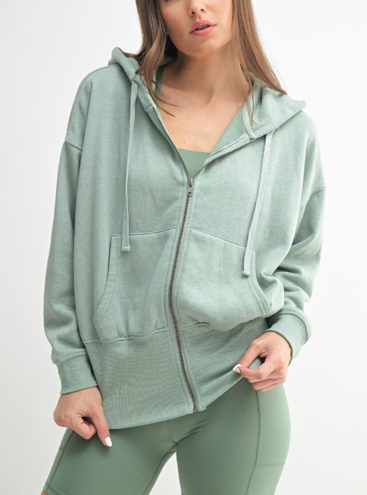 Fleece Hoodie Jacket with Tapered Sleeves